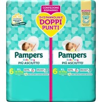 PAMPERS BABY DRY PIU' ASCIUTTO TAGLIA 6 XL 15-30KG PACCO DOPPIO 26 PANNOLINI