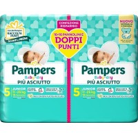 PAMPERS BABY DRY PIU' ASCIUTTO TAGLIA 5 JUNIOR 11-25KG PACCO DOPPIO 32 PANNOLINI