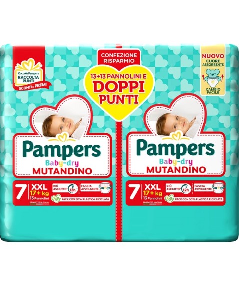 Pampers Baby Dry Mutandino Taglia 7 XXL 17+ kg bipacco 26 pannolini