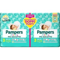 PAMPERS BABY DRY PIU' ASCIUTTO TAGLIA 3 MIDI 4-9KG PACCO DOPPIO 40 PANNOLINI