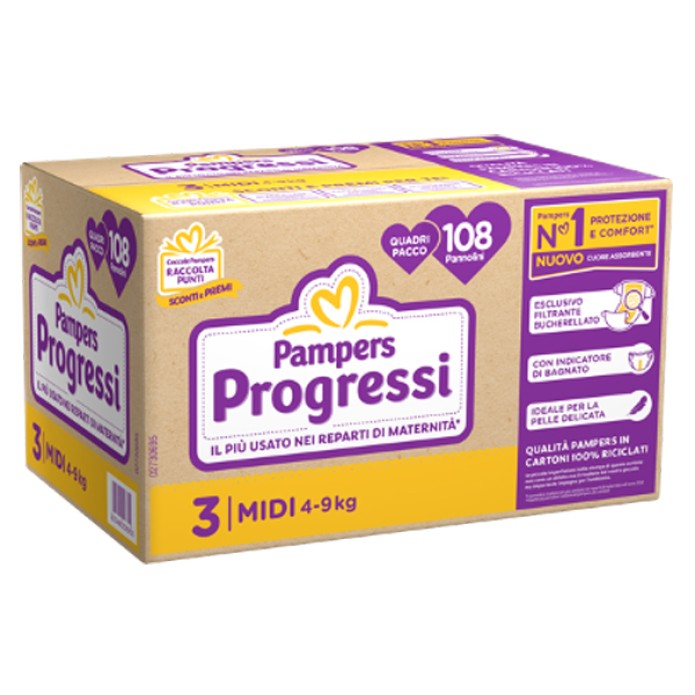 Pampers Qu Prog Midi 108pz