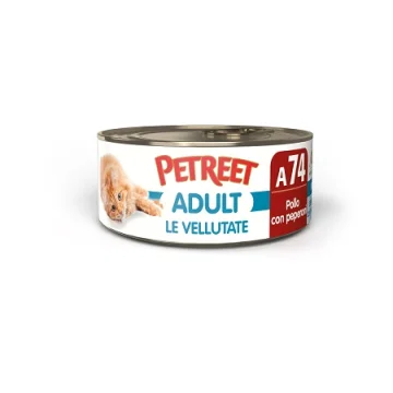 PETREET GATTO ADULT A74 VELLUTATE POLLO PEPERONI 70GR (lattina)