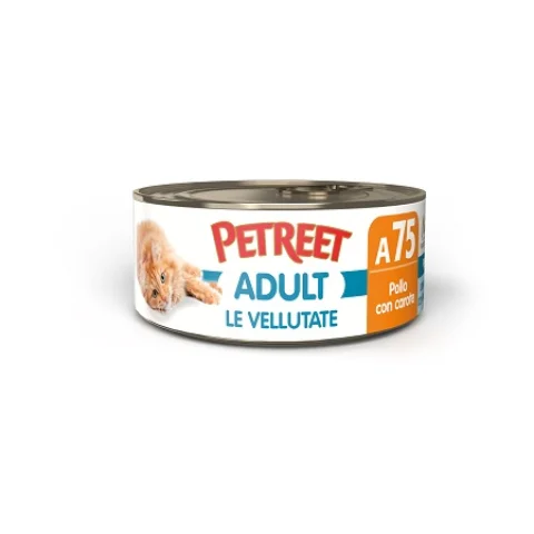 PETREET GATTO ADULT A75 VELLUTATE POLLO CAROTE 70GR (lattina)