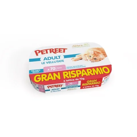 PETREET GATTO ADULT VELLUTATE A70 GRAN RISPARMIO TONNO 6x70GR (lattina) MULTIPACK