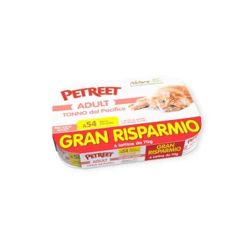 PETREET GATTO ADULT A54 TONNO DEL PACIFICO CON POLLO 6X70GR (lattina) MULTIPACK