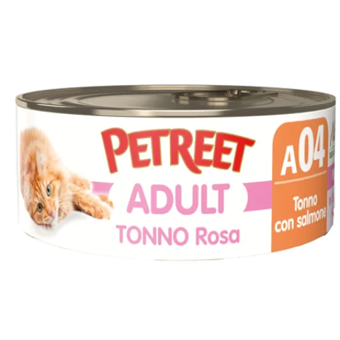 PETREET GATTO ADULT A04 TONNO ROSA SALMONE 70GR (lattina)