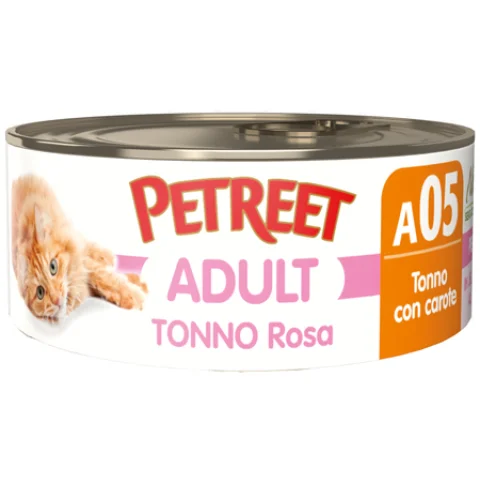 PETREET GATTO ADULT A05 TONNO ROSA CAROTE 70GR (lattina)