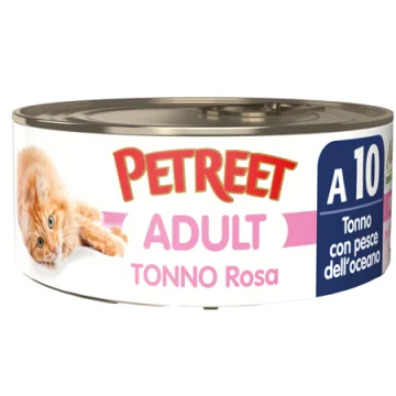 PETREET GATTO ADULT A10 TONNO ROSA PESCE DELL'OCEANO 70GR (lattina)