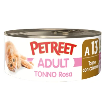 PETREET GATTO ADULT A13 TONNO ROSA CALAMARI 70GR (lattina)