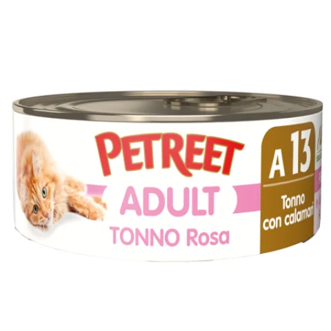 PETREET GATTO ADULT A13 TONNO ROSA CALAMARI 70GR (lattina)