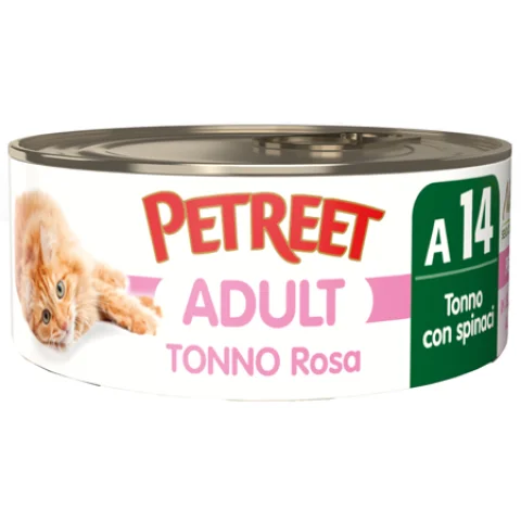 PETREET GATTO ADULT A14 TONNO ROSA SPINACI 70GR (lattina)