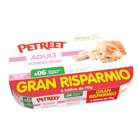 PETREET GATTO ADULT A06 TONNO ROSA FAGIOLINI 6x70GR (lattina) MULTIPACK
