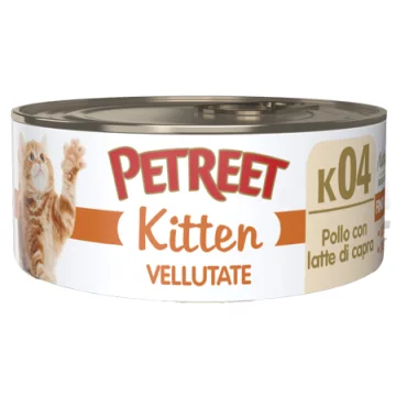 PETREET GATTO KITTEN K04 VELLUTATE POLLO LATTE DI CAPRA 60GR (lattina)