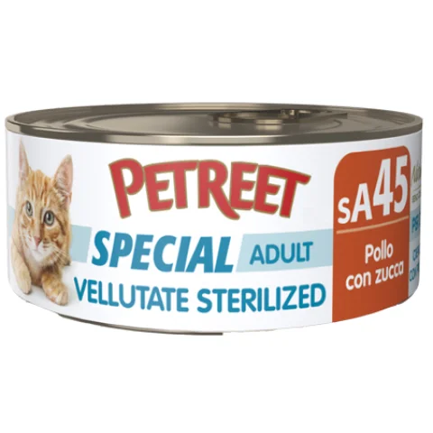 PETREET GATTO SPECIAL ADULT SA45 VELLUTATE STERILIZED POLLO ZUCCA 70GR (lattina)