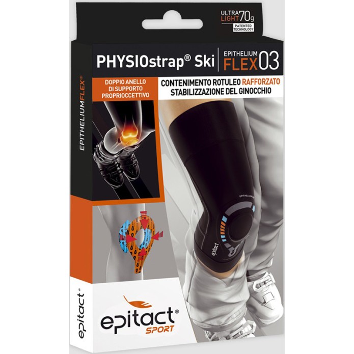 Epitact Sport PHYSIOstrap Ski taglia M - Ginocchiera contenimento rotuleo rafforzato stabilizzazione del ginocchio Ultra Light 70 gr