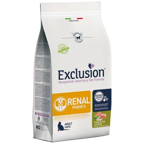 EXCLUSION GATTO DIET RENAL PHASE 2 MONOPROTEICO ADULT MAIALE PISELLI RISO 300GR