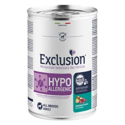 EXCLUSION CANE DIET HYPOALLERGENIC ALL BREEDS ADULT CERVO PATATE 200GR (lattina)