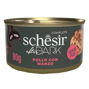 SCHESIR GATTO AFTER DARK GRAIN FREE PATE' POLLO MANZO 80GR (lattina)