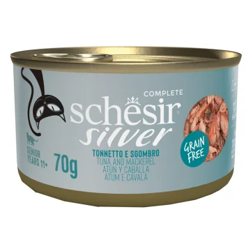 SCHESIR GATTO SILVER GRAIN FREE SENIOR TONNO SGOMBRO 70GR (lattina)