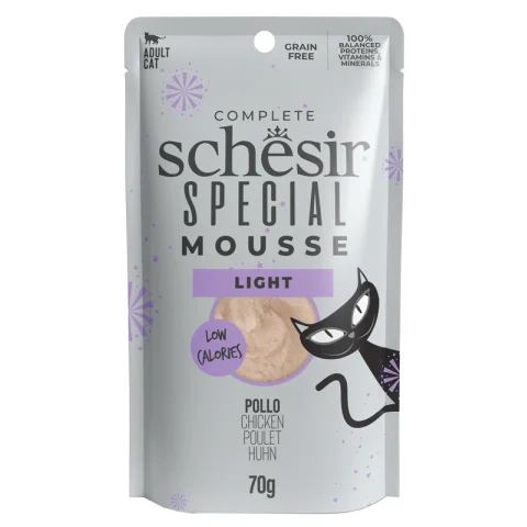 SCHESIR GATTO SPECIAL MOUSSE LIGHT LOW CALORIES ADULT POLLO 70GR (bustina)
