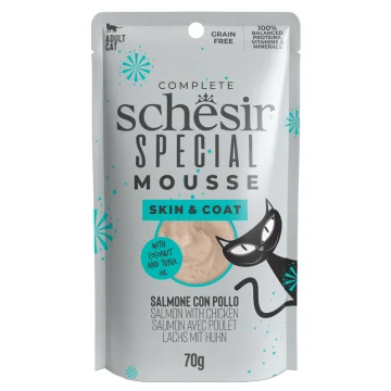 SCHESIR GATTO SPECIAL MOUSSE SKIN COAT ADULT SALMONE POLLO 70GR (bustina)
