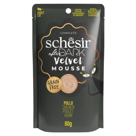 SCHESIR GATTO DARK VELVET MOUSSE GRAIN FREE ADULT POLLO 80GR (bustina)
