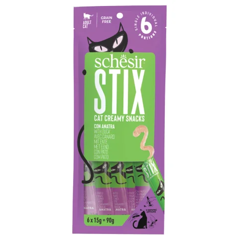 SCHESIR GATTO SNACK STIX CREAMY ANATRA 6PZ 15GR