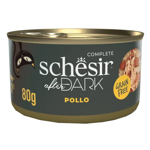SCHESIR GATTO AFTER DARK GRAIN FREE BRODO ADULT POLLO 80GR (lattina)