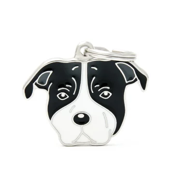 MY FAMILY MEDAGLIETTA AMERICAN STAFFORDSHIRE TERRIER BIANCO/NERO (REF. MF80WHITEBLACK)