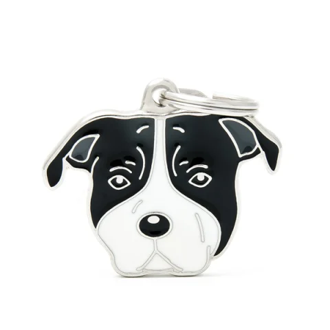 MY FAMILY MEDAGLIETTA AMERICAN STAFFORDSHIRE TERRIER BIANCO/NERO (REF. MF80WHITEBLACK)
