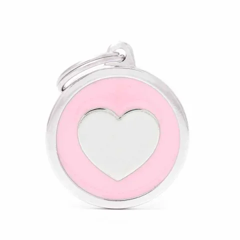 MY FAMILY MEDAGLIETTA CERCHIO (L) ROSA CUORE (REF. MFCH17PINKHEART)