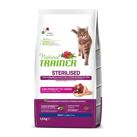 TRAINER NATURAL GATTO STERILISED ADULT PROSCIUTTO 1,5KG
