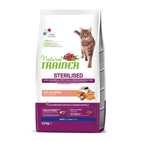 TRAINER NATURAL GATTO STERILISED ADULT SALMONE 1,5KG