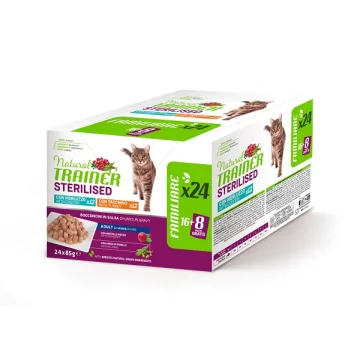 TRAINER NATURAL GATTO STERILISED MERLUZZO/TACCHINO 24x85GR (blister) MULTIPACK