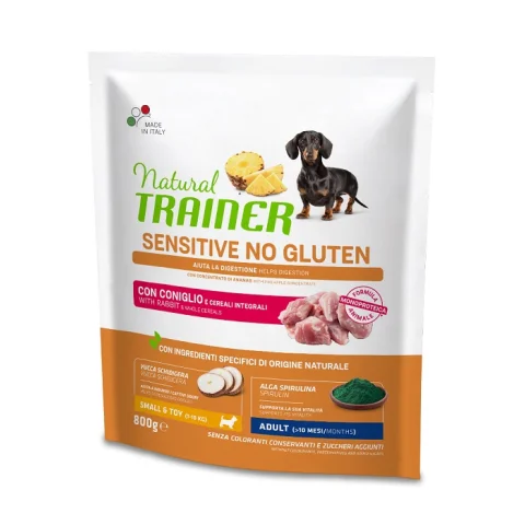 TRAINER NATURAL CANE SENSITIVE PLUS SMALL/TOY ADULT CONIGLIO 800GR
