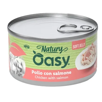 OASY GATTO NATURY SOFT JELLY POLLO CON SALMONE 85GR (lattina)