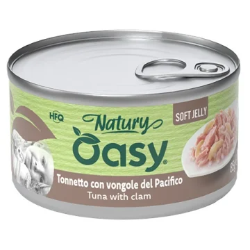 OASY GATTO NATURY SOFT JELLY TONNETTO CON VONGOLE DEL PACIFICO 85GR (lattina)