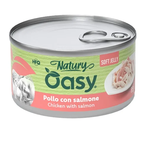 OASY GATTO NATURY SOFT JELLY POLLO SALMONE 150GR (lattina) OASY GATTO NATURY SOFT JELLY POLLO SALMONE 150GR (lattina)