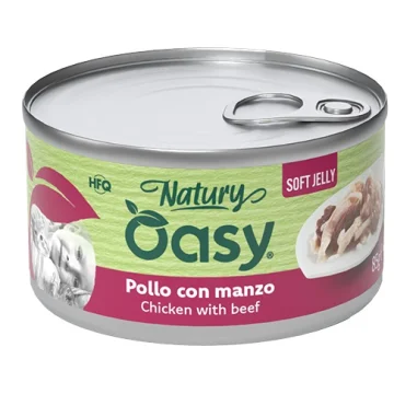 OASY GATTO NATURY SOFT JELLY POLLO CON MANZO 150GR (lattina)