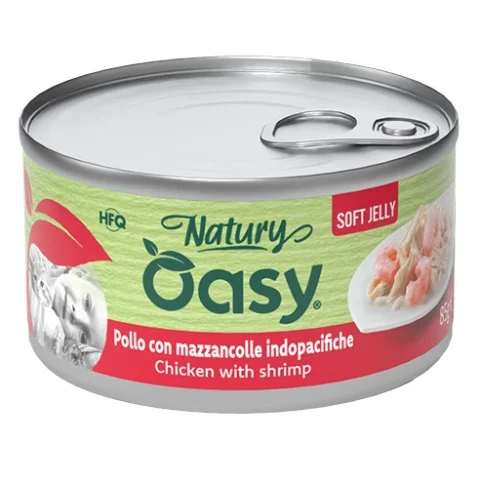 OASY GATTO NATURY SOFT JELLY POLLO MAZZANCOLLE 150GR (lattina)