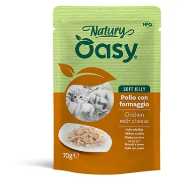 OASY GATTO NATURY SOFT JELLY POLLO CON FORMAGGIO 70GR (bustina)