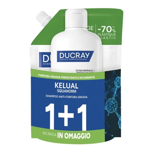 KELUAL SQUANORM Shampoo Anti-Forfora Grassa e Persistente 400ML + Ricarica 400ml