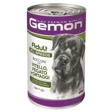 GEMON CANE BOCCONI ADULT VITELLO FEGATO E ORTAGGI 1,25KG (lattina)