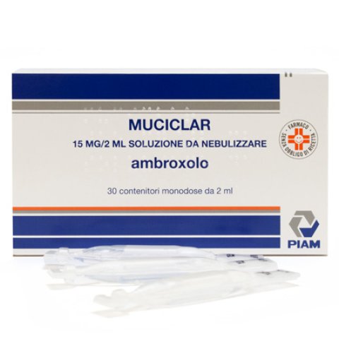 Muciclar Soluzione da Nebulizzare 30 flaconcini Monodose 15 mg - Mucolitico e Fluidificante Muciclar Soluzione da Nebulizzare 30 flaconcini Monodose 15 mg - Mucolitico e Fluidificante