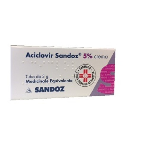 Aciclovir Sandoz 5% Crema 3G - Trattamento Herpes Simplex