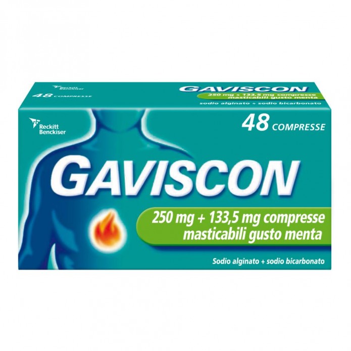 Gaviscon 48 compresse Menta 250+133,5mg