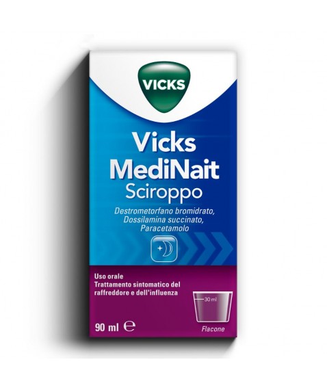 Vicks MediNait 90ml Sciroppo per Sintomi del Raffreddore e dell'Influenza