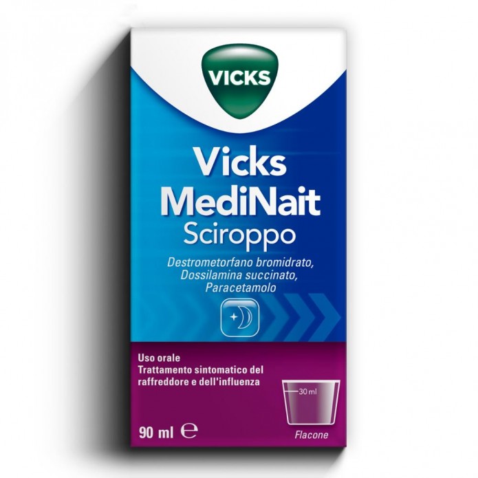 Vicks MediNait 90ml Sciroppo per Sintomi del Raffreddore e dell'Influenza