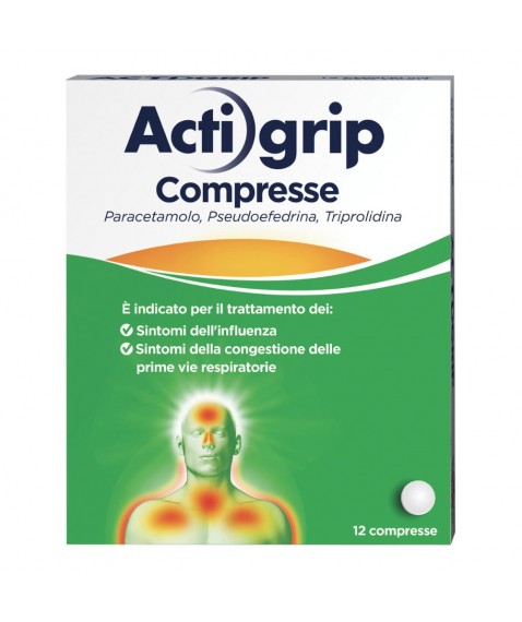 Actigrip 12 compresse 2,5 + 60 + 500 mg - Farmaco per i sintomi da raffreddamento