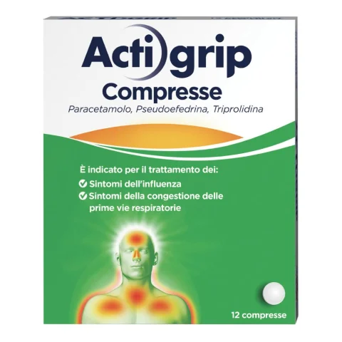 Actigrip 12 compresse 2,5 + 60 + 500 mg - Farmaco per i sintomi da raffreddamento Actigrip 12 compresse 2,5 + 60 + 500 mg - Farmaco per i sintomi da raffreddamento